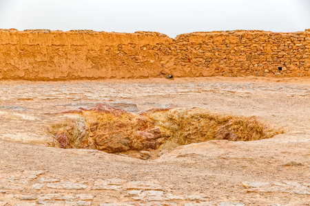 The central point in which they placed the bodies of deceased persons at the tower of silence in Yazd, Iran.の写真素材