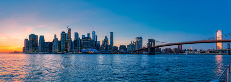 New York Manhattan sunset viewのeditorial素材