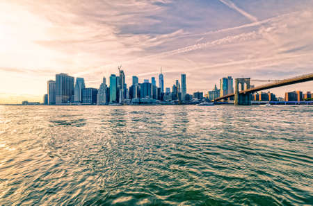 New York Manhattan sunset viewのeditorial素材