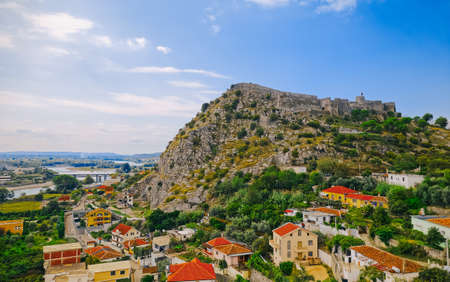 Rozafa castle historical ruins in Shkoder Albaniaの写真素材