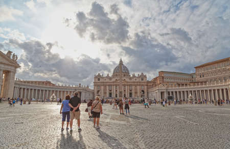 St. Peter square in Vatican cloudy dayのeditorial素材