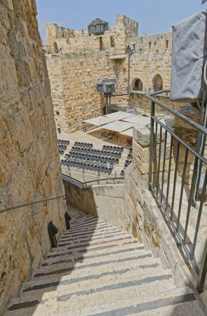 Stairs in the Tower of David in Jerusalemのeditorial素材