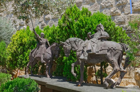 Saladin and Richard the Lionheart equestrian statue in Old Jerusalemのeditorial素材