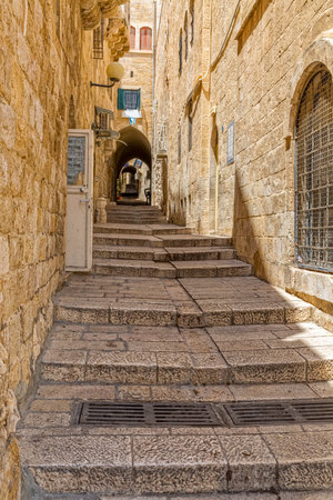 Jerusalem narrow streetの写真素材