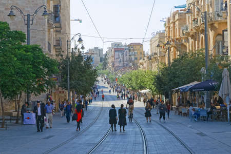 Jaffa street at the Western edge of the Jerusalem Old Cityのeditorial素材