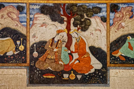 Chehel Sotoun palace paintingのeditorial素材