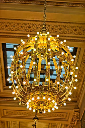 New York Grand Central Station chandelier on the ceilingのeditorial素材