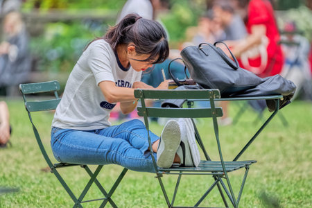 Woman in Bryant Park, New York