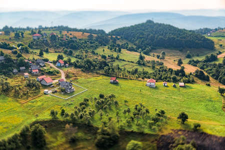 Montenegro village in the mountains - aerialの写真素材
