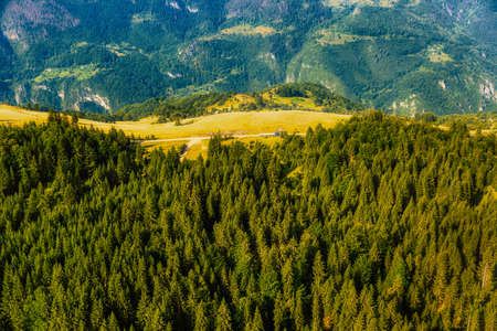 Montenegro mountains summer barns - aerialの写真素材