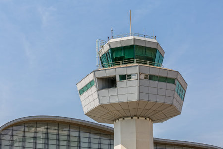 DUBROVNIK, CROATIA - SEPTEMBER 1 2017: A view of the new airport building control tower.のeditorial素材