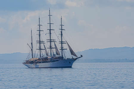 Sea Cloud sailboat sailing Ionian sea Greeceのeditorial素材