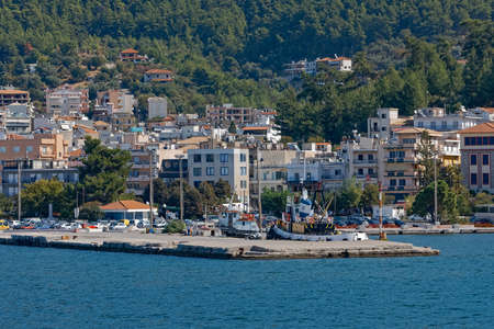Igoumenitsa old port in Ionian sea Greeceのeditorial素材