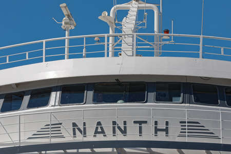 Nanth ferryboat captains bridge in Ionian sea Greeceのeditorial素材