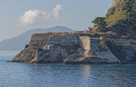 Old Venetian fortress in Corfu town Greeceの写真素材