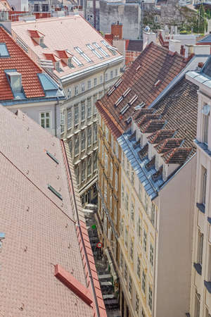 Vienna city center narrow street buildings Austriaのeditorial素材