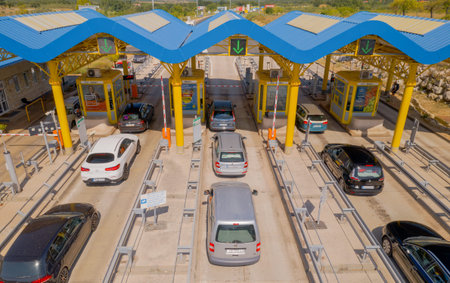Traffic waiting at toll booths near Zadar