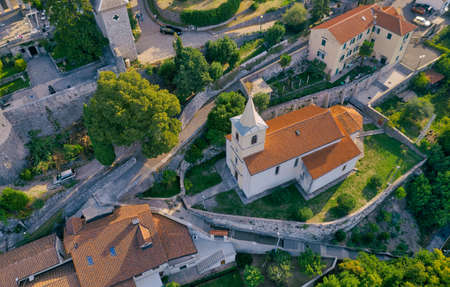 Rijeka Saint Juraj catholic church aerial viewのeditorial素材