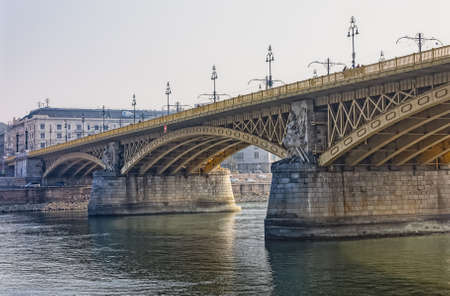 Budapest autumn day by the Margaret bridgeの写真素材