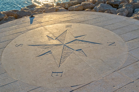 Compass by the sea