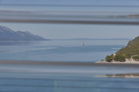The view through the fence of the Peljesac Bridge