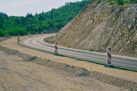 Construction site of an expressway through a rural area.