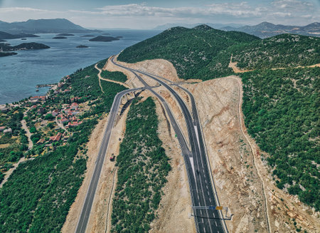Expressway on the Peljesac peninsula under constructionの写真素材