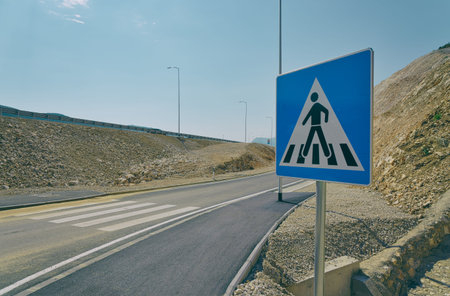Pedestrian crossing at expressway on the Peljesac peninsula under constructionの写真素材