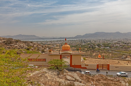 Hindu temple at hill above Ajmer Indiaのeditorial素材