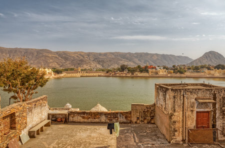 Holy Pushkar Lake and Bathing Ghats, Rajasthan India