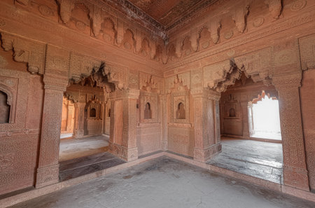 Temple interior at Panch Mahal historical place in Uttar Pradesh Indiaのeditorial素材