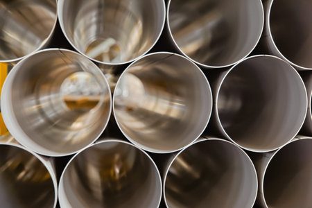 Stacked metal pipes