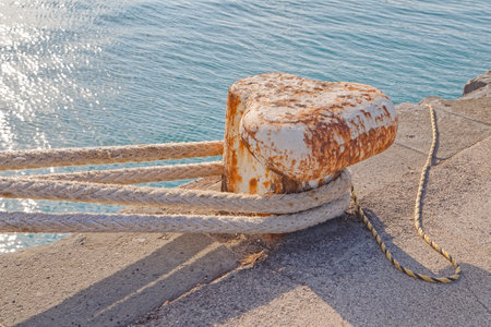 Metal mooring in Bari Italyの写真素材