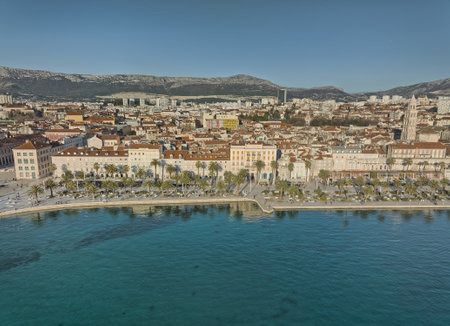 Aerial panoramic view of city Split Croatiaのeditorial素材