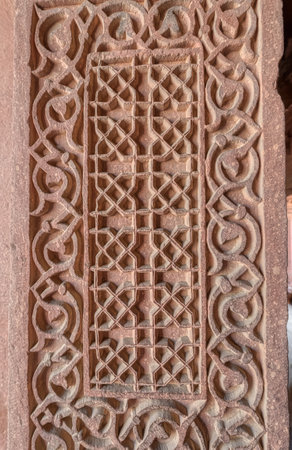 Room wall at the temple of Panch Mahal in Uttar Pradesh Indiaの写真素材