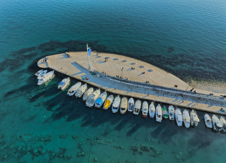 Aerial view of Matejuska port in city Split Croatiaのeditorial素材