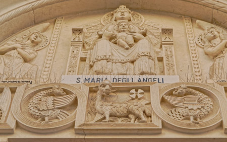Saint Mary of Angels Church entrance detail in the port of Bari Italyのeditorial素材