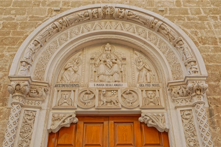 Saint Mary of Angels Church entrance detail in the port of Bari Italyのeditorial素材