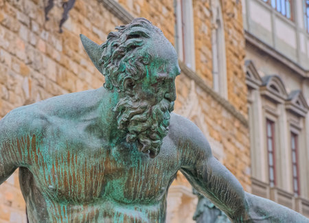 Fountain detail in the Piazza della Signoria in Florence Italyのeditorial素材
