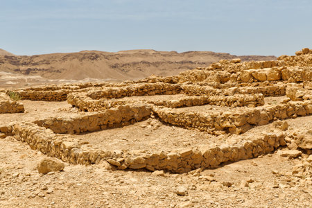 Masada ruins in southern Judean Desert in Israelの写真素材