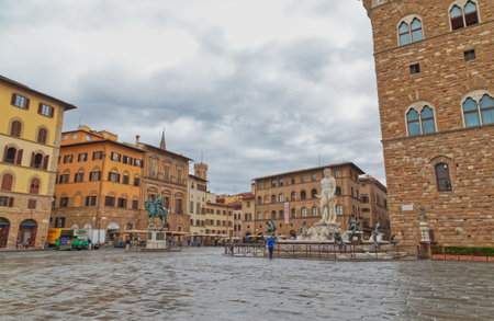 Neptune statue in Florence Italyのeditorial素材