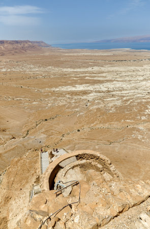 Masada fortified palace ruins in southern Judean Desert in Israelのeditorial素材