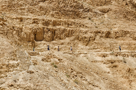 Masada National Park hiking path in Israelのeditorial素材
