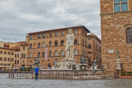 Neptune statue in Florence Italyのeditorial素材