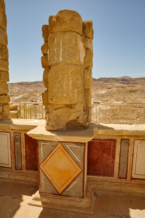 Masada fortified palace ruins in southern Judean Desert in Israelのeditorial素材