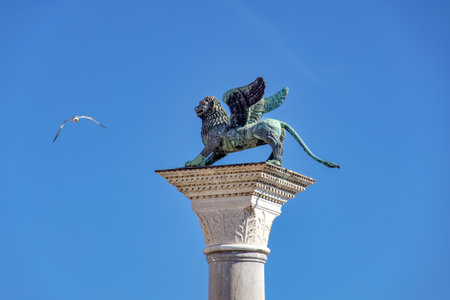 Majestic Lion of Colonna di San Marco, Veniceの写真素材