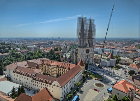 Aerial view of the historic Zagreb Cathedralのeditorial素材