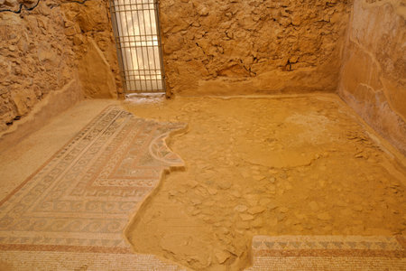 Masada ruins mosaics in southern Judean Desert in Israelのeditorial素材