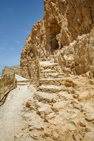 Masada ruins new stairs in southern Judean Desert in Israelのeditorial素材