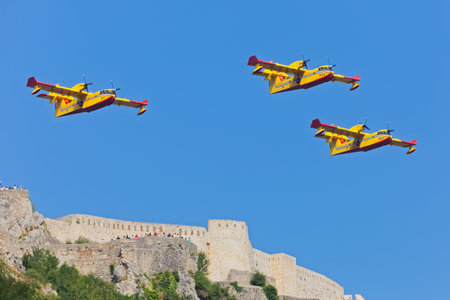 Canadair Firefighting Planes Over Knin Fortress: A Slow-Motion Spectacle
